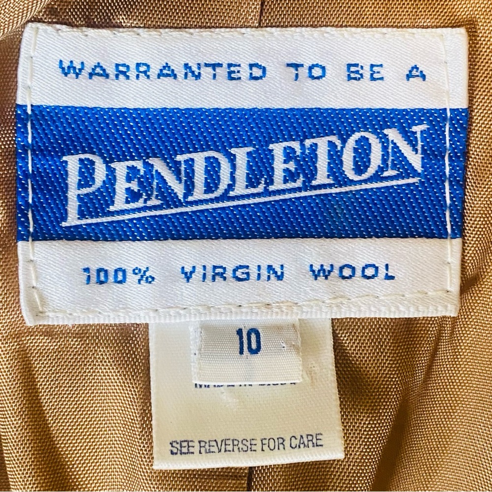 Pendleton 100% Virgin Wool Camel Button Up Over C… - image 6